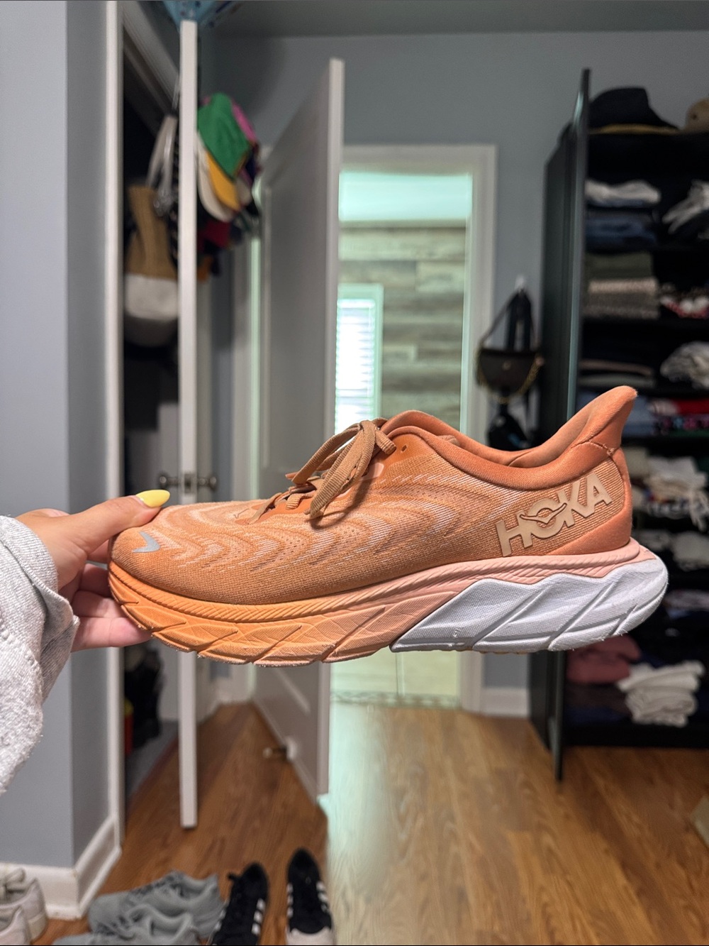 Hoka Women's Orange Peach Athletic Running Shoes
